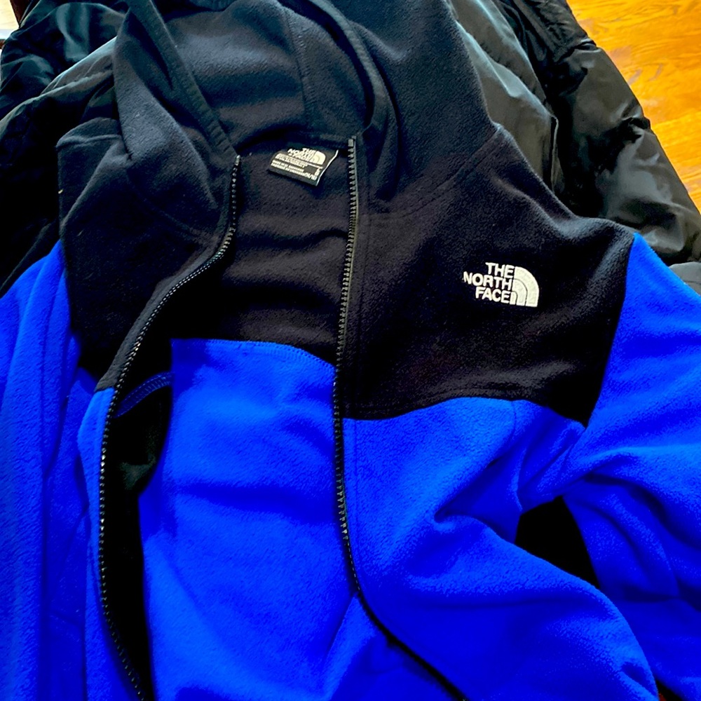 North face boys fleece full zip size large blue